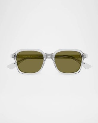 Alexander McQueen Men & apos;s AM0571S Signature Essential Recycled Acetate Square Sunglasses