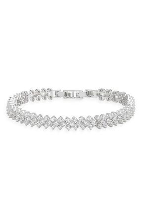 Nordstrom Herringbone Cubic Zirconia Tennis Bracelet in Clear- Silver at Nordstrom