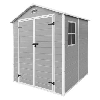 ECD Germany Ecd Germany Caseta De Jard&iacute;n Con Suelo, 5m&sup3; 151x182x220 Cm Gris Claro, Cobertizo Exterior De Pl&aacute;stico Para Almacenamiento De Herramientas, Con Tejado 