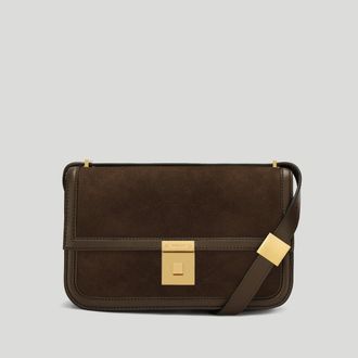 DeMellier The Paris Crossbody in Mocha Suede & Mocha Smooth Leather Crossbody bag