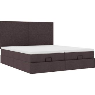 vidaXL Estructura Cama Otomana Colchones Tela Marr&oacute;n Oscuro 160x200 Cm Vidaxl
