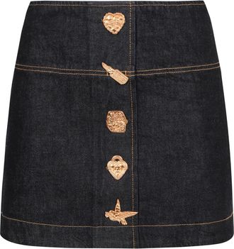 Zimmermann Metallic Detail Denim Mini Rok - Dames - Spijkerrokken - Blauw - L - Denim - Rokken