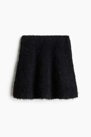 H&M Ausgestellter, flauschiger Strickjupe - Schwarz
