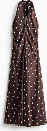 H&M Drapiertes Neckholderkleid - Beige