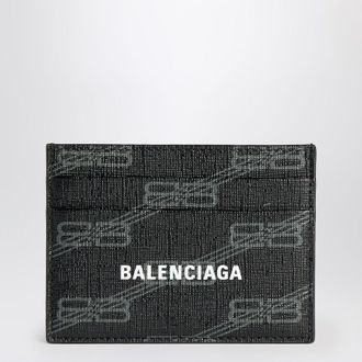 Balenciaga Signature card holder in black and grey BB Monogram coated canvas