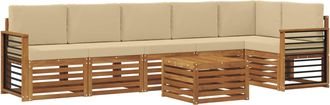 vidaXL Conjunto De Sof&aacute;s De Exterior 7 Uds. Natural Y Beige Poli&eacute;ster Vidaxl