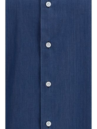 Finamore Mens Shirt Napoli Indigo Blue Cotton