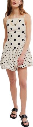 Free People Misty Polka Dot Bubble Hem Minidress in Tea Combo at Nordstrom, Size X-Small