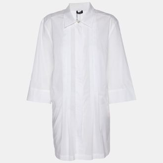 Basler White Cotton Front Zip Short Sleeve Shirt Xl