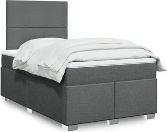 vidaXL Cama Box Spring Con Colch&oacute;n Tela Gris Oscuro 120x200 Cm Vidaxl
