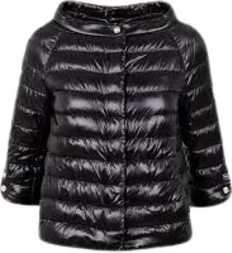 Herno Zwarte Cape met Eivormige Stijl - Dames - Gewatteerde jassen - Zwart - S - Nylon - Jassen