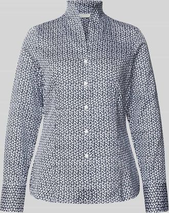 Eterna Slim Fit Hemdbluse mit Stehkragen in Marine, Größe 38