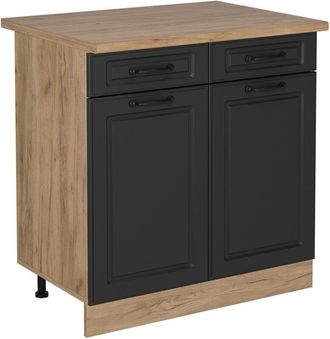 Vicco Mueble Bajo De Cocina R-line, Antracita Casa De Campo, 80 Cm, Et Roble