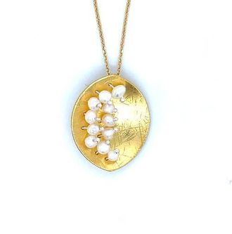 Esin Akan Leaf Mars Necklace, Sterling Silver with Gold Plate & Fresh Water Pearls in Gold Plated at Nordstrom, Size 18