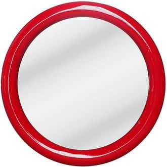 Vente-Unique Specchio da parete rotondo in legno di paulownia D.60 cm Rosso laccato - MAELO