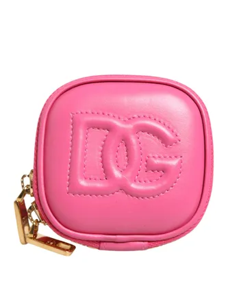 Dolce & Gabbana 3D Logo-Embroidered Calf Leather Coin Purse - Pink