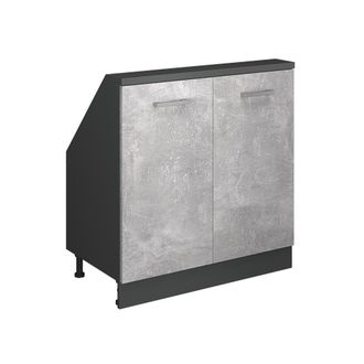 Vicco Armario De Cocina Para Techo Inclinado R-line, Hormig&oacute;n/antracita, 80 Cm Con 2 Puertas, Vicco