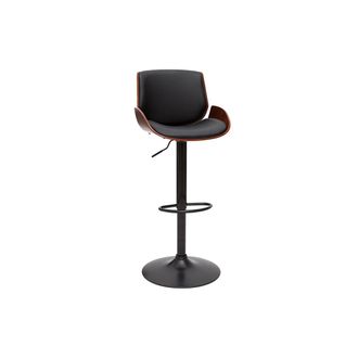 Miliboo Miliboo - Taburete De Cocina Regulable Negro Con Madera Oscura Vesper