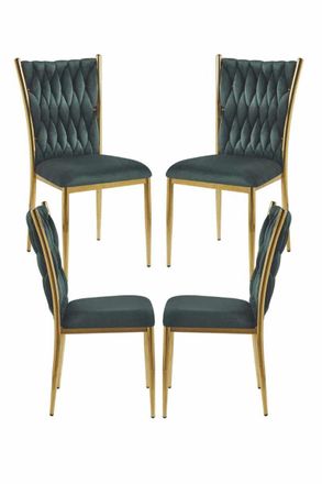 Regalos Miguel Packs Sillas Comedor - Pack 4 Sillas Wiwen Golden Terciopelo - Verde