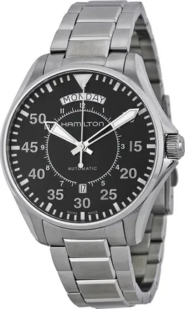 Hamilton Pre-owned Hamilton Pilot Day Date Automatic Black Dial Mens Watch H64615135