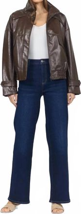 Dear John Denim Greyson Funnel Neck Faux Leather Jacket In Chocolate