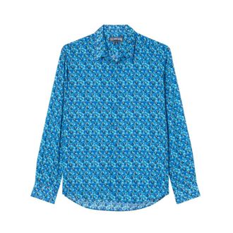Vilebrequin Toucana Katoenen Voile Shirt - Heren - Overhemden - Blauw - Maat: L Katoen