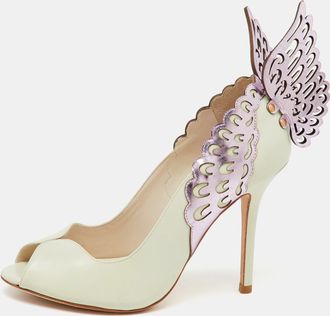 Sophia Webster White/purple Leather Angelica Lunar Winged Peep Toe Pumps