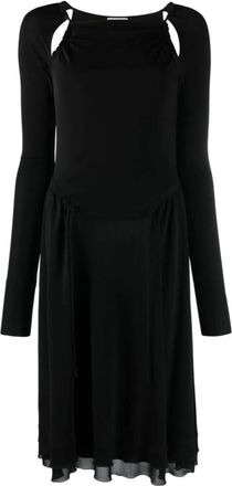 Ferragamo Casual Zwarte Midi Jurk - Dames - Casual kleedjes - Zwart - 2XS - Kleedjes