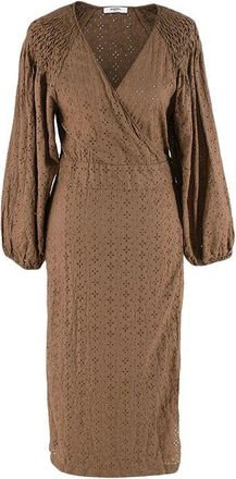 Marysia Swim Brown Cotton Broderie Anglaise Wrap Dress Size S
