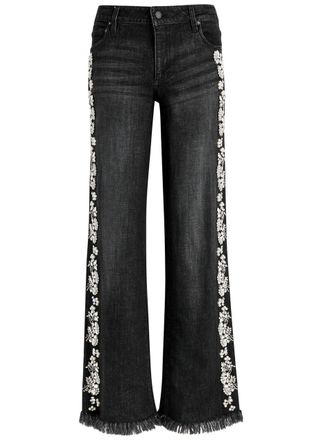 Alice & Olivia Roxie Embellished Straight-leg Jeans - Black - 27 (W27 / UK8-10 / S)