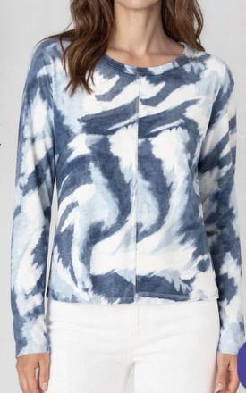 Elliott Lauren Sea Spray Crew Top In Blue Print