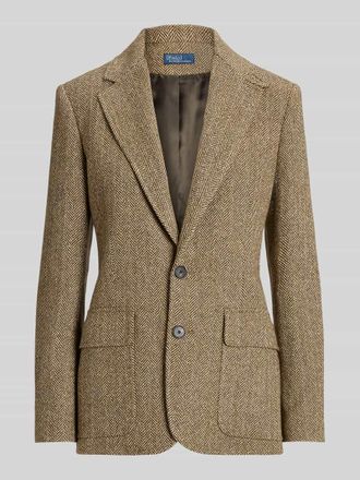 Polo Ralph Lauren Regular Fit Blazer aus Leinen-Mix mit Seiden-Anteil in Camel Melange, Gr&ouml;&szlig;e 34