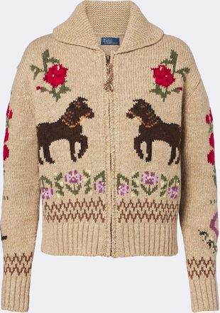 Polo Ralph Lauren Cardigan in lana e cotone a intarsio