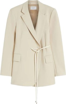 Sportmax Jassen, Dames, Beige, S, Beige Geknoopte Riem Lange Jas