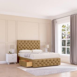 Sloomy Watson Divan Bed Base No Drawers 12 Footboard & 54 Floor Standing Headboard in Bronze | Size: Super King