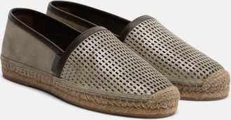 Brunello Cucinelli Perforated leather and suede espadrilles