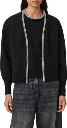 AllSaints Odell Wool Cardigan in Black at Nordstrom Rack, Size Large