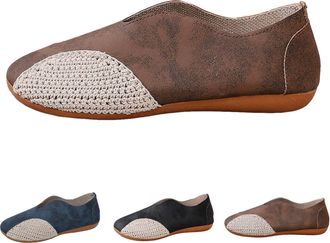 Generic Womens Dress Flats Round Toe Slip On Comfortable Casual Business Work Shoes for Women Dressy Flat Non Slip Loafers Outdoor Vintage Lightweight Low Top