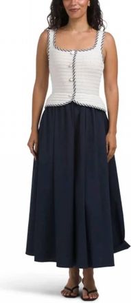 Moon River Button Down Knit Mixed Media Dress In White