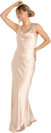 Six Stories Cowl Front Satin Bridesmaid Dress in Oyster at Nordstrom, Size 14