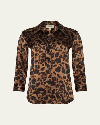 L'agence Leopard Dani Silk Blouse