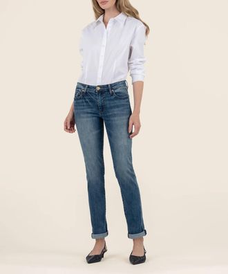 Kut from the Kloth Catherine Mid Rise Boyfriend In Giving W/dark Base Wash