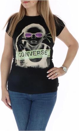 Converse Zwart Bedrukt Mouwloos T-shirt - Dames - T-shirts - Zwart - XS - Katoen - Tops
