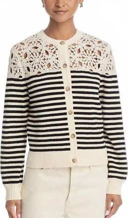 Frame Denim Coastal Stripe Cardigan In Cream Multi