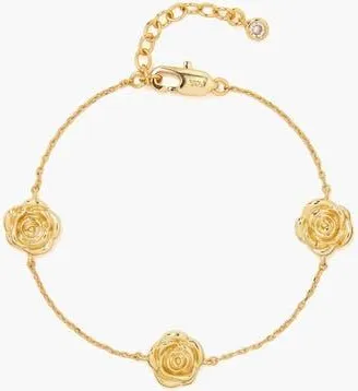 Yoj Rose Chain Station Bracelet In Gold at Nordstrom, Size Medium