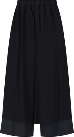 Comme Des Gar&ccedil;ons Layered Black Wool Midi Skirt with High Elasticated Waistband