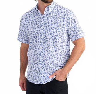 Huk Kona Kc Print Button-Down Shirt In White Mini Marlin