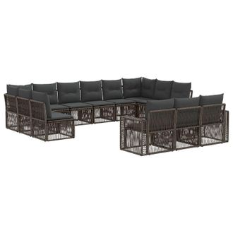 vidaXL Conjunto De Sof&aacute;s De Jard&iacute;n 13 Pcs Gris Y Gris Oscuro Vidaxl