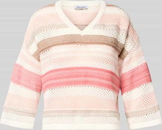 More & More More & More Strickpullover mit V-Ausschnitt und 3/4-Arm in Pink, Gr&ouml;&szlig;e 34