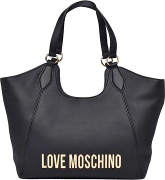 Love Moschino Black Iconic Logo Rectangular Polyurethane Tote Bag